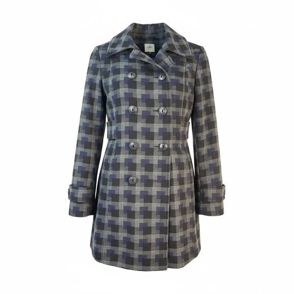 CAbi Jackets & Blazers - CAbi Blue and Gray Checkered Pea Coat
